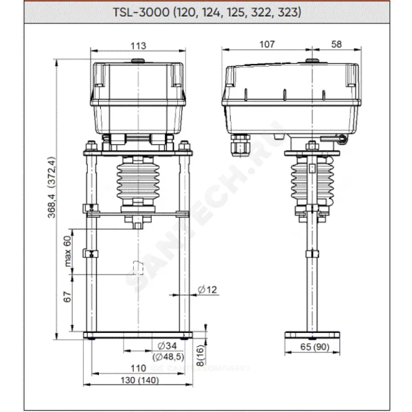 Электропривод аналоговый TSL-3000-60-2A-230-IP67 Теплосила